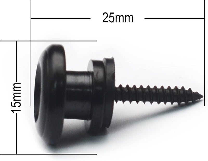 MAXCHEER 2PCS Mushroom Style Guitar Ukulele Bass Strap Lock Lock Metal Music Parts (Black) - Image 4